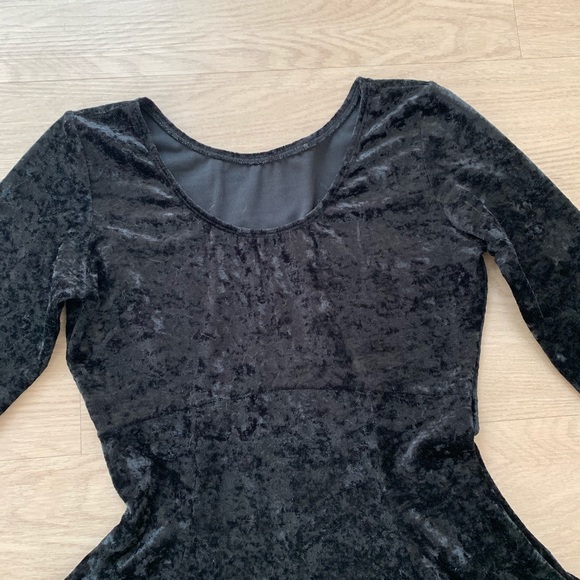 Vintage 1990s 90s Black Velvet Skater Dress - Picture 2 of 2